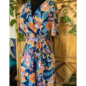 Vintage 1950s 1960s Tropical Pinup Dress | S | M